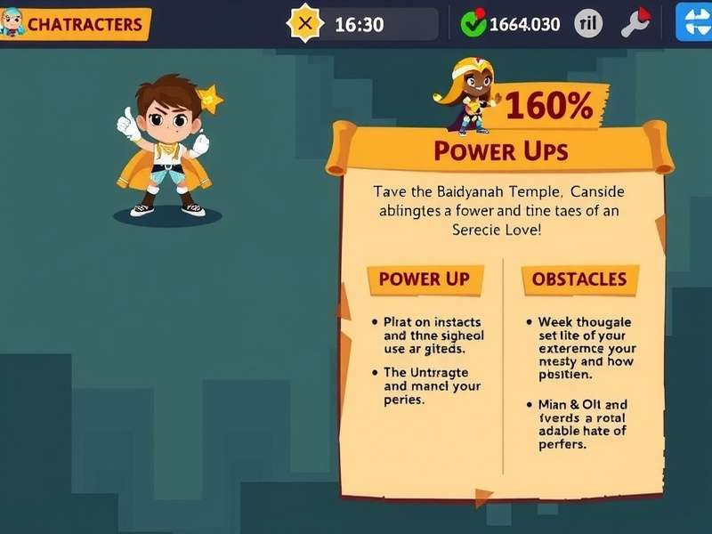 Baidyanath Temple Dash strategy guide showing power-ups and obstacles